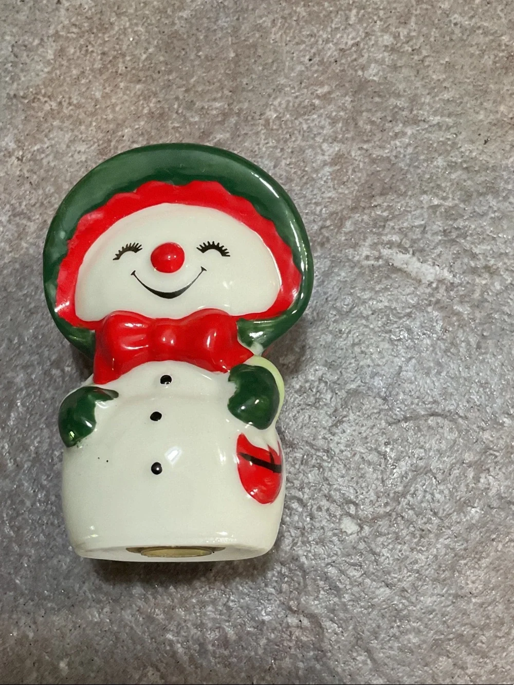 Hallmark Cream, Black, Red and Green Ceramic Snowman Couple Figurines